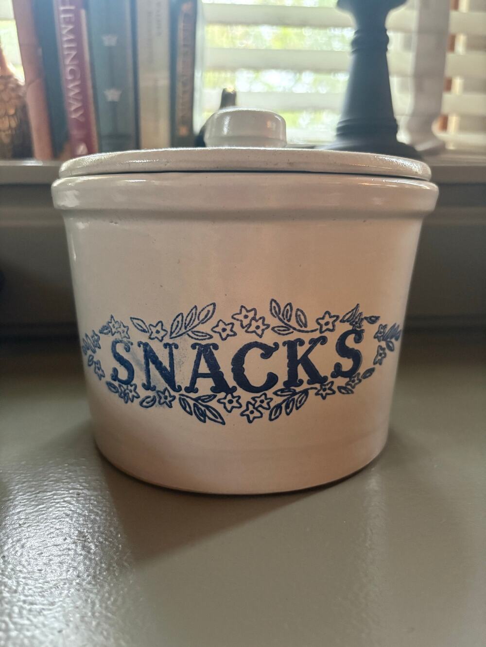 Vintage stoneware snack crock farmhouse style canister